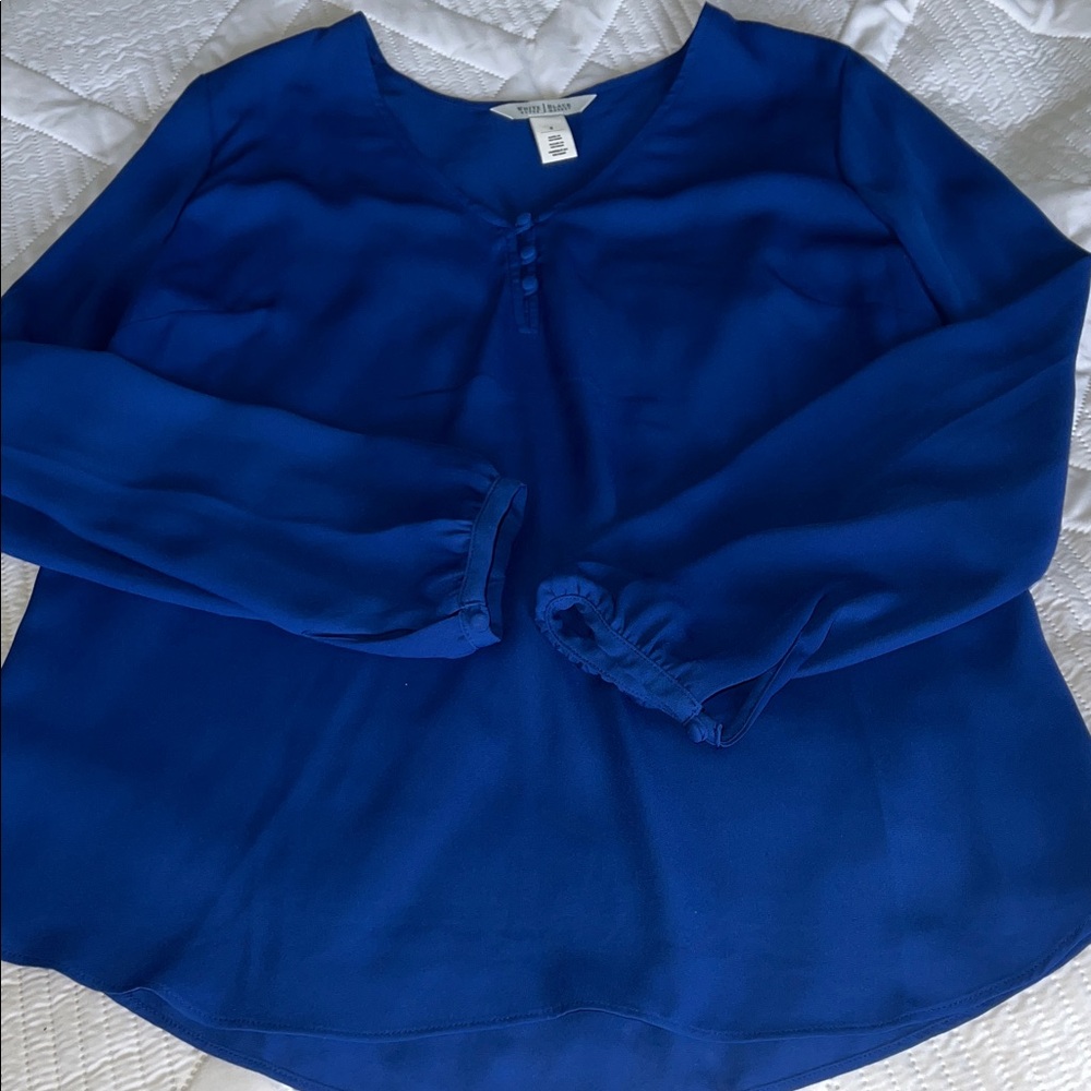 White House Black Market Royal Blue Blouse-EUC - Picture 4 of 8